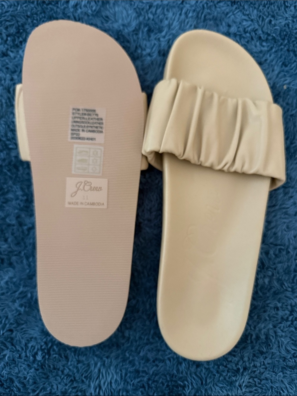 J. Crew Cream Ruched Slide Sandals 11